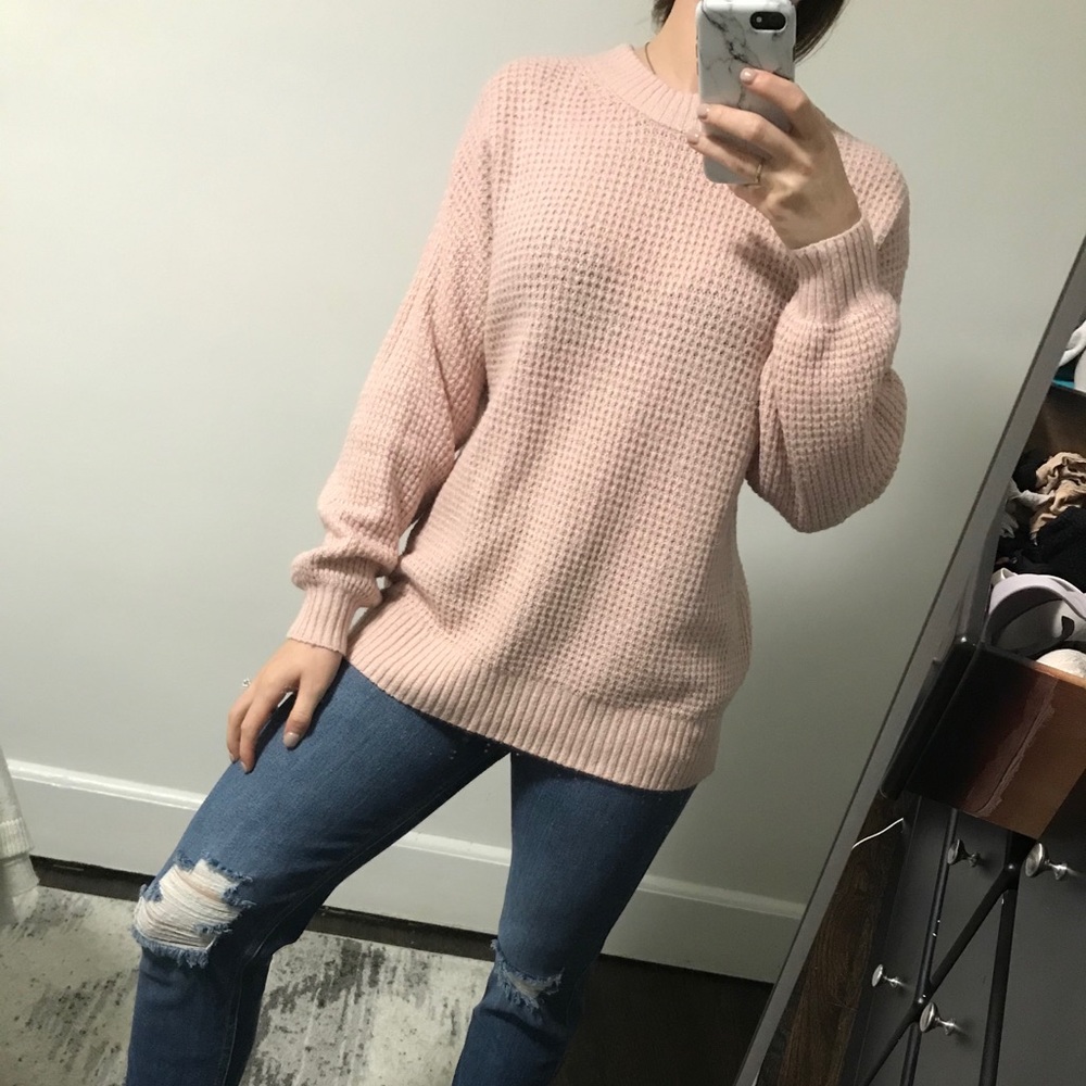 AE Waffle Oversized Crew Sweater